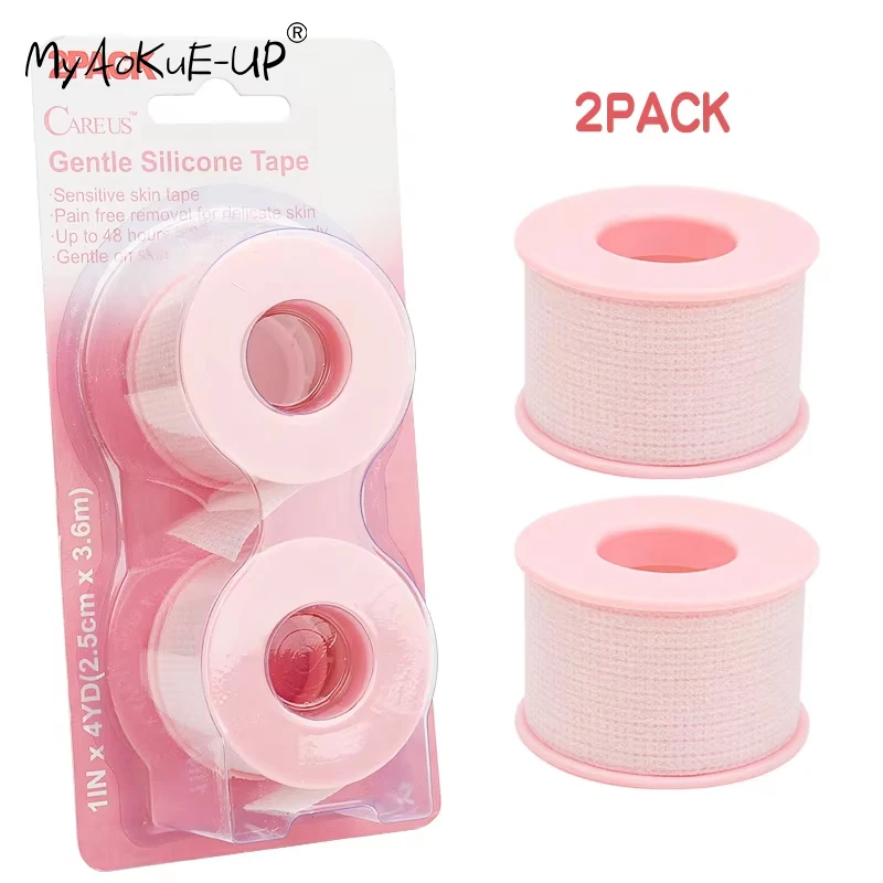 Eyelash extension tape 2 rolls non-woven gentle silicone gel tape for grafting false eyelash patch under eye pads tool