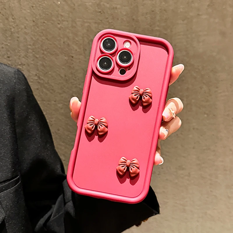 Chic Women's 3D Bow Shockproof Silicone Phone Case