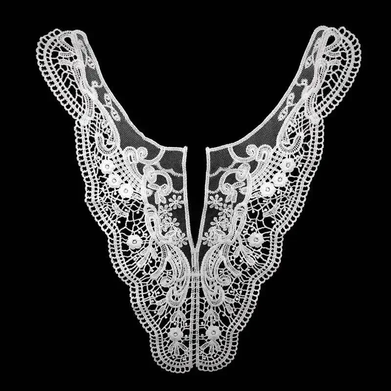 Water Soluble Lace Collar Milk Silk Embroidery Hollow out Chest Flower Fake Collar Mesh Stitching for Men Women Children Baby
