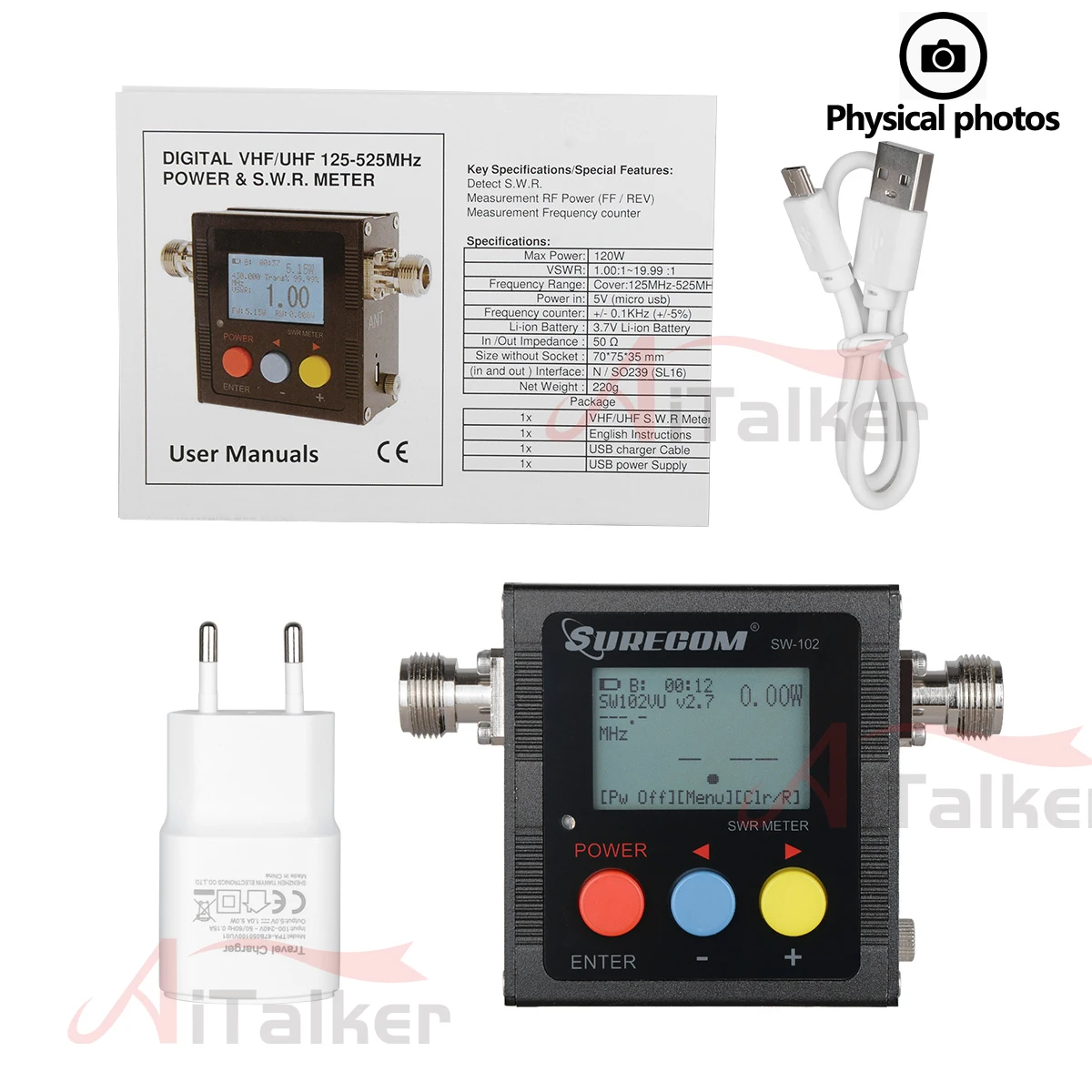 The Latest version Surecom SW-102 125-525Mhz VHF/UHF Antenna Power & SWR MeterDigital VHF/UHF SWR & POWER WATT METER BAOFENG