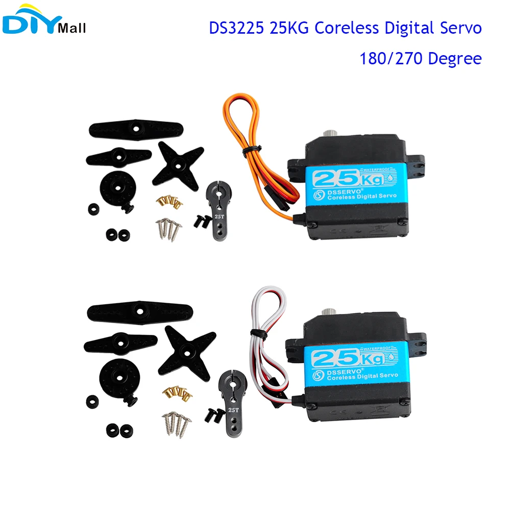 

DS3225 25KG Coreless Digital Servo High Torque 180/270 Degree Waterproof Full Metal Gear for 1/8 1/10 Scale RC Baja Cars