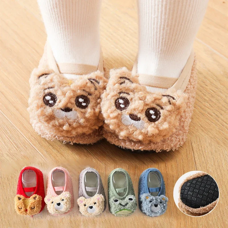 

Boys Girls Winter Warm Sneakers Anti-slip Socks Baby Floor Socks First Walker Non-slip Toddler Newborns Cartoon Leg Warmers
