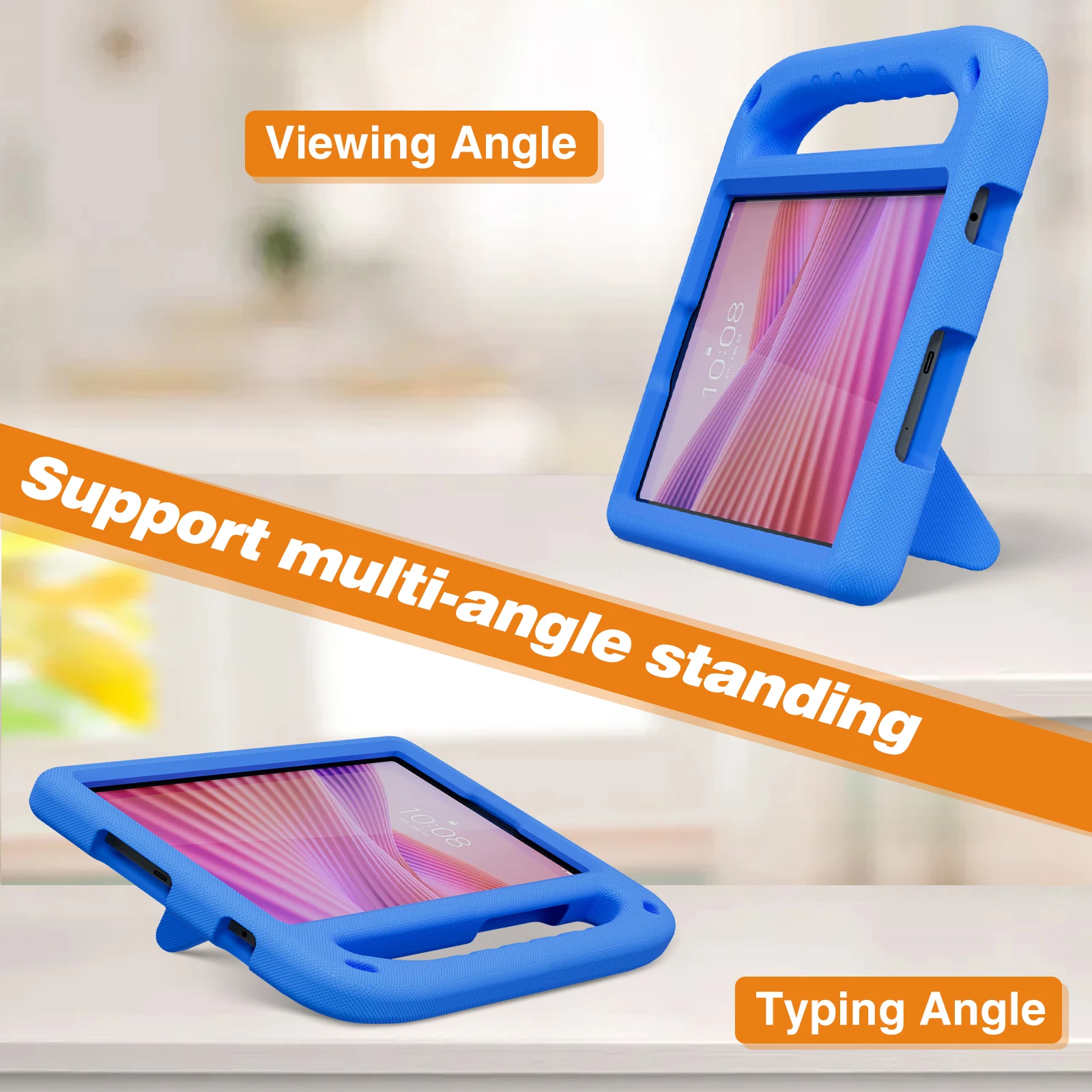 Kids Shockproof Cartoon Handle & Kickstand Tablet Case - 8.7 Inch Eva Cover