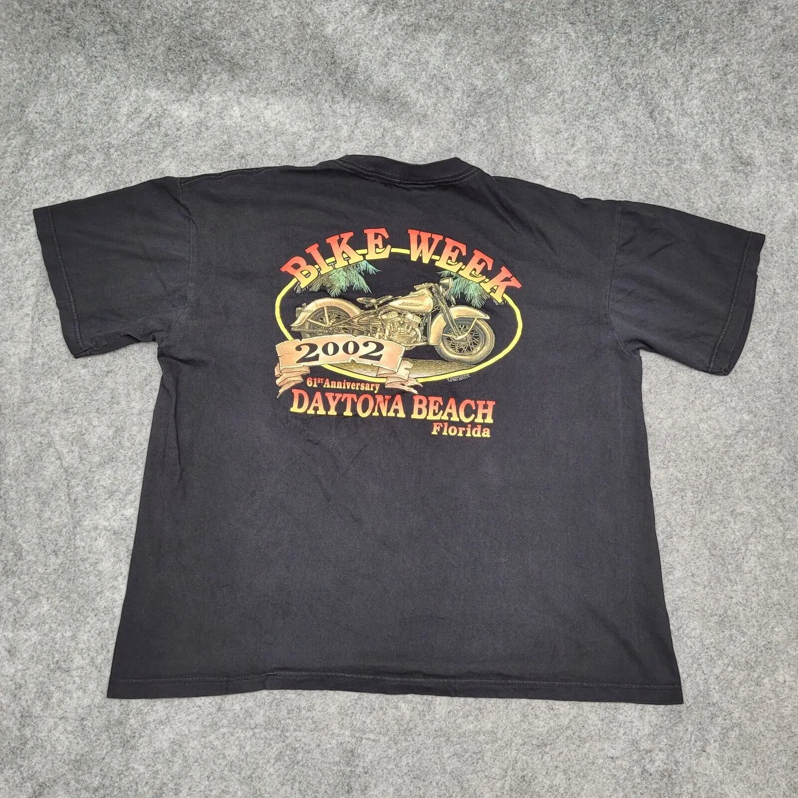 Vintage Bike-Week 2002 Daytona-Beach Biker-Rally Shirt Large Oversize Nero Maniche Lunghe