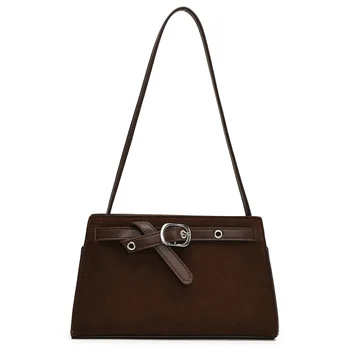 Women Suede Shoulder Bag Adjustable Strap Messenger Bag Trendy Handbag Satchel Purse for Work Travel 1