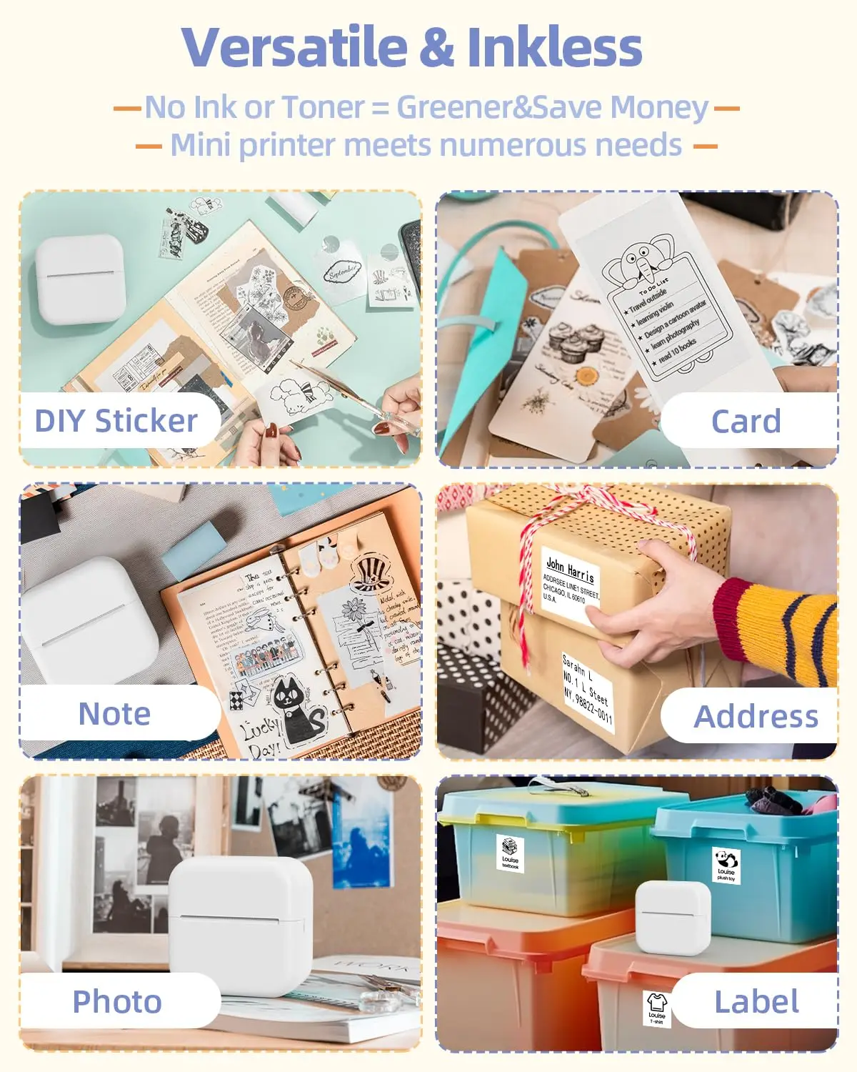 미니 프린터 용지 라벨 접착 용지, 학습 및 사무용, DIY 접착 용지, M02 T02 HD 사진 3 롤