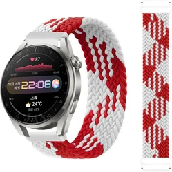 Braided Solo Loop Elastic Fabric Sport Wristband Bracelet Strap - L (Red and white)
