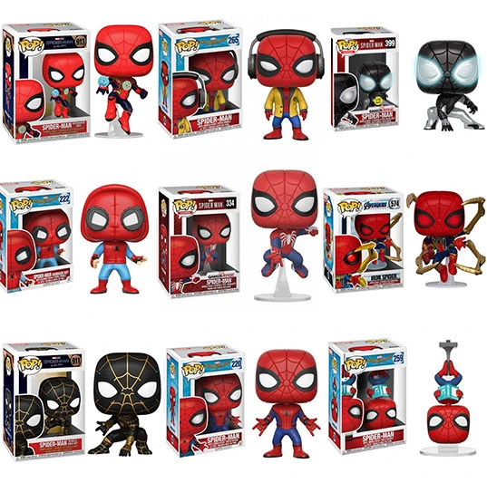 Funko Pop Spider-man Mysterio Iron Spider574# Black Gold Suit 911# Bobble  Head Toys 913# Iron Spider 305# Pvc Figure Model Gift - Action Figures -  AliExpress