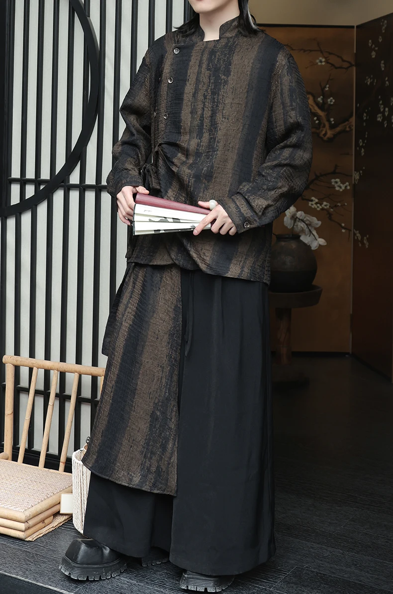 Description Picture 5 of itemMen Patchwork Vintage Loose Casual Wide Leg Harem Pants Women Asian Streetwear Fashion Trousers Unisex Plus Size Skirt Pants