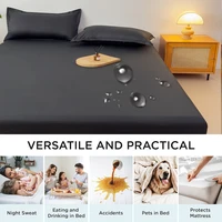 Throw Waterproof Mattress Cover Bed Fitted Sheet Mattress Bedspread Protector Pads Single/Double/King/Queen Full Size Gray/White 2