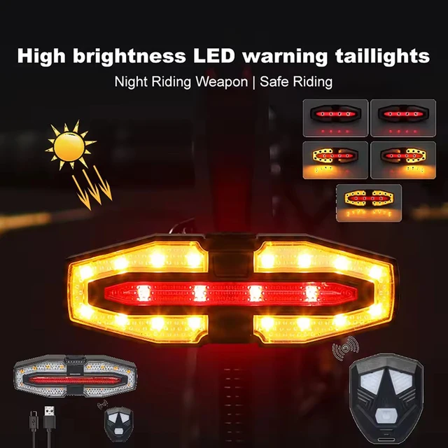 Turn Signal Bike Tail Lights Wireless Remote Control Bicycle Taillight Direction Indicator Rechargeable Road Cycling Rear Lamp