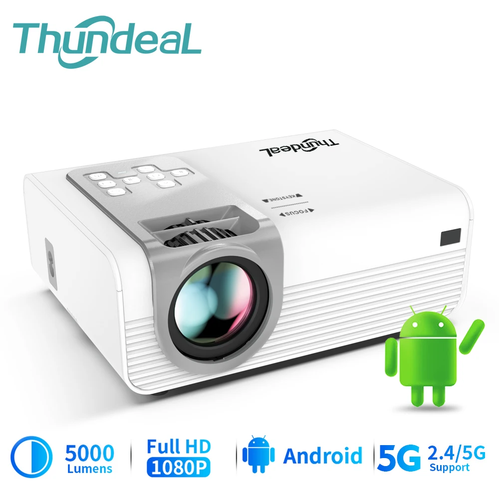 

Мини-проектор ThundeaL TD90 Pro, Full HD светодиодный, Android, Wi-Fi, 1080P, проектор TD90Pro , LED 3D 4K Домашний Кинотеатр，поддержка HDMI，Портативный и Компактный，новинка,разрешение1920x1080, 5000люмен,поддержка AC3