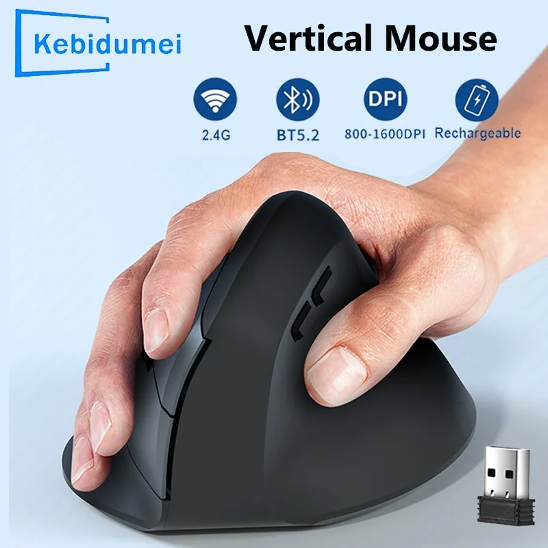 wireless mouse ergonomic mouse wireless optical mouse vertical 2.4GHz wireless optical Bluetooth 5.2 DPI 800/1200/1600 6 buttons for laptop PC