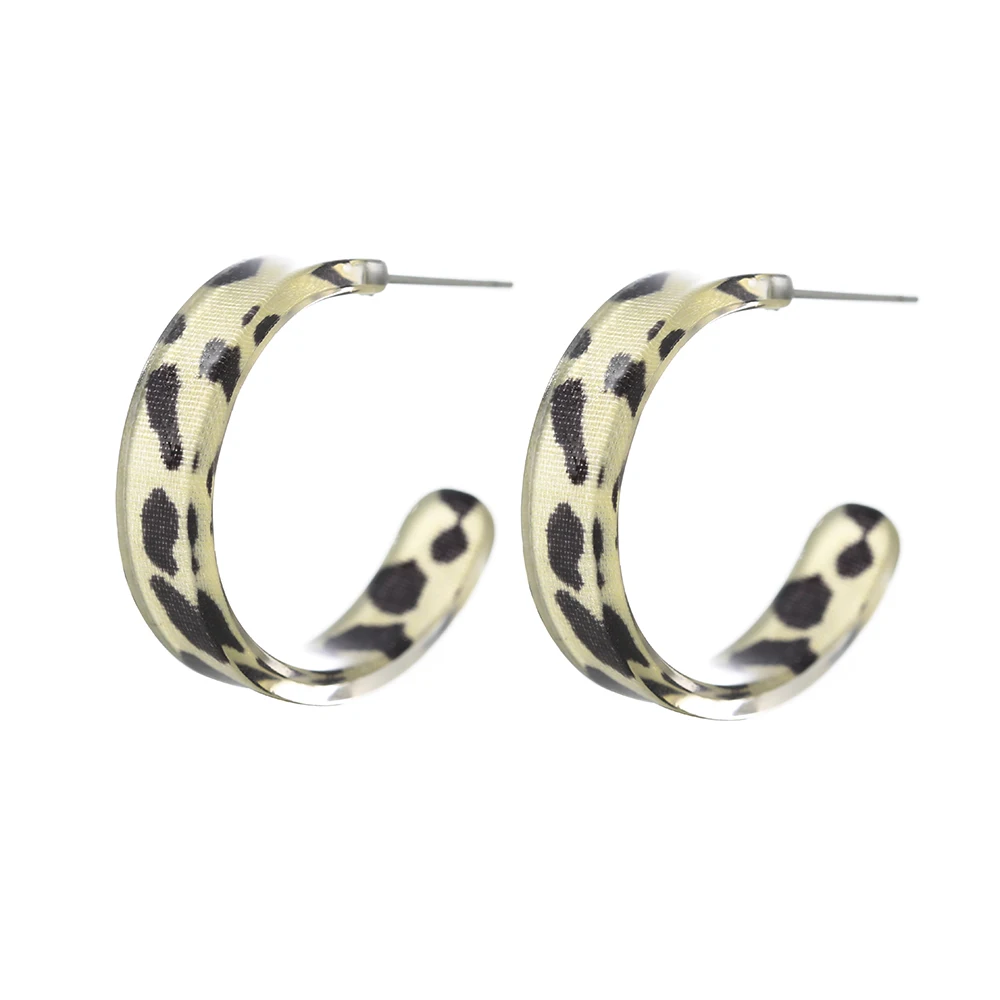 Korean Statement Earrings for Women Brown Leopard Geometric Hoop Earrings Jewelry hoop earrings