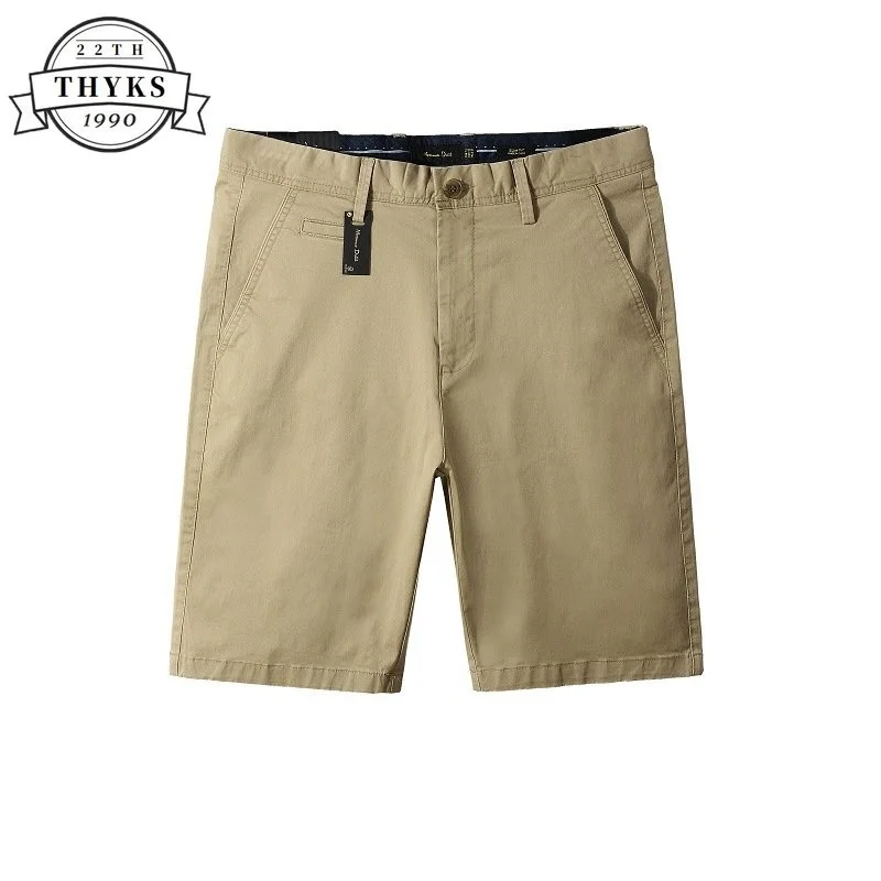 

97% Cotton Men's Cargo Shorts Casual Elastic Solid Straight Middle Pants Fashion Hombre Breeches Bermuda Summer Short Trousers