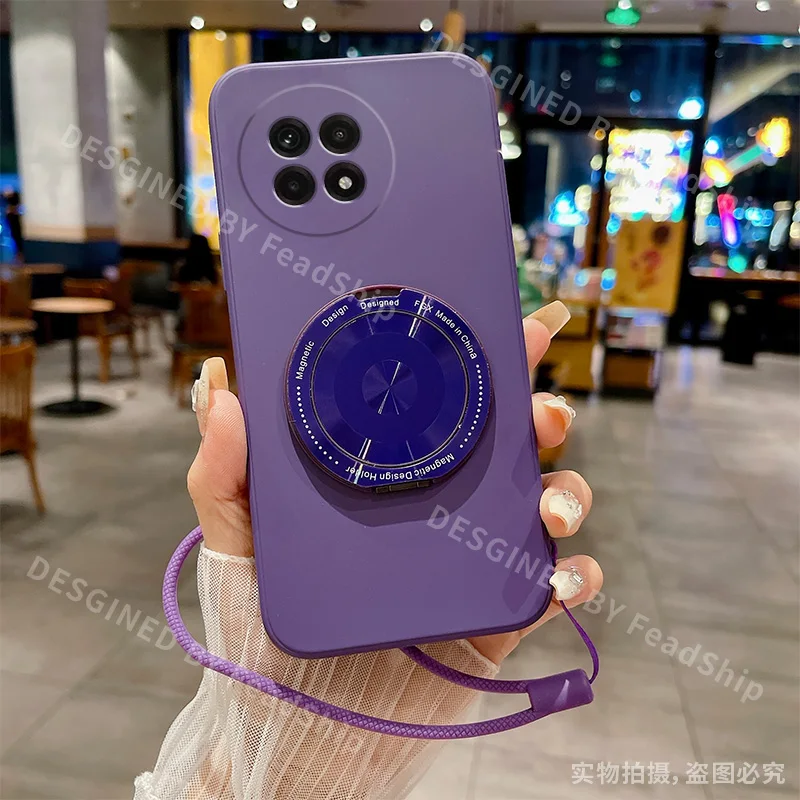 Luxury Magnetic Holder Phone Case with Silicone Soft Cover and Screen Film