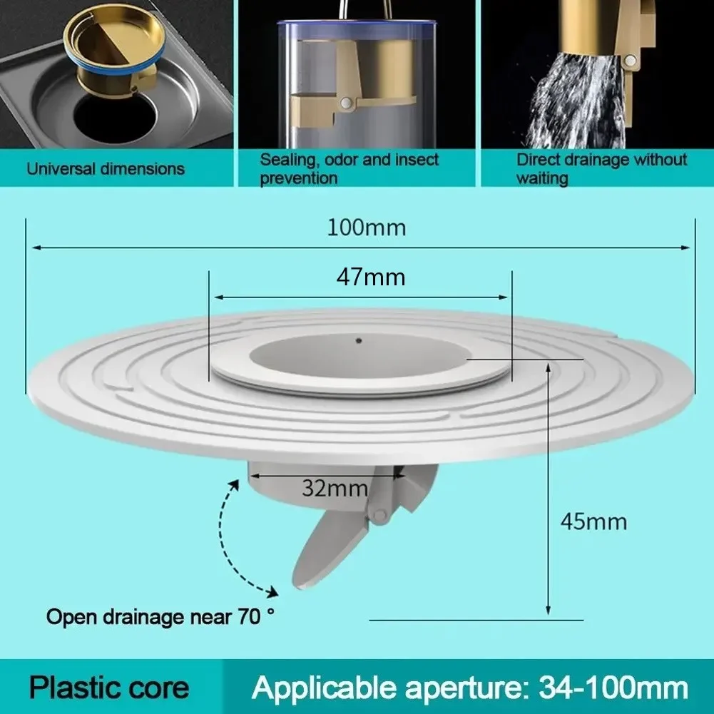 Description Picture 5 of itemPlastic Fast Drainage Floor Drain Shower Backflow Preventer Filter Sink Strainer Plug Toilet Floor Accessories Drain