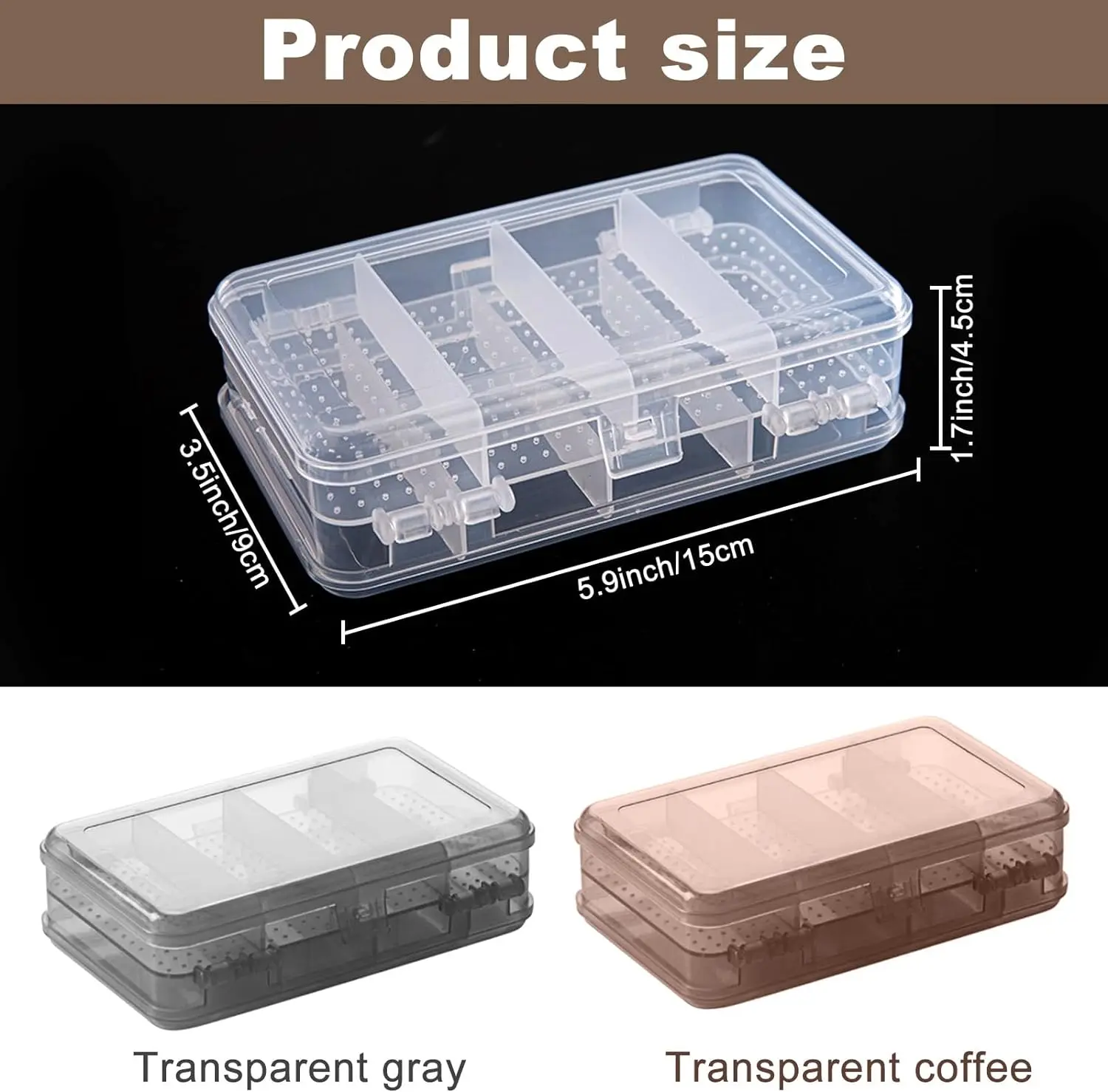 Double Jewelry Organizer Plastic Compartment Jewelry Organizer Small Box Square Carrying Storage Transparent 2
