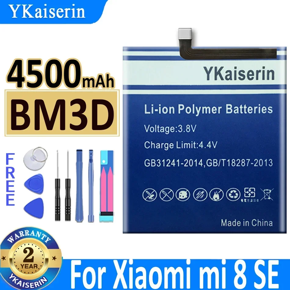 

Аккумулятор ykaisсеребрин BM3D на 4500 мА · ч для Xiaomi Mi 8 SE Mi8 SE Mi8SE BM3D, Новый аккумулятор для телефона, гарантия 1 год