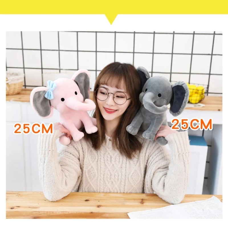 thumbnail image 5 of Elefante gris de 25 cm, peluche de animales kawaii, almohada suave para dormir, muñeco de peluche para habitación de bebé, regalos decorativos, 5 of 5