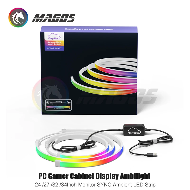 Visor para pc Gamer Ambilight24 27 32 34 Monitor Sync Faixa Led Sala de E-sport 16 Milhões Rgb Controle de Software Usb - Imagem 4