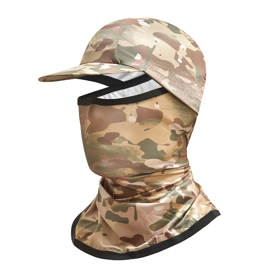 

Summer Outdoor Sports Ice Silk Head Cover Face Mask with Brim Camouflage Riding Hiking Fishing Sun Protection Mask