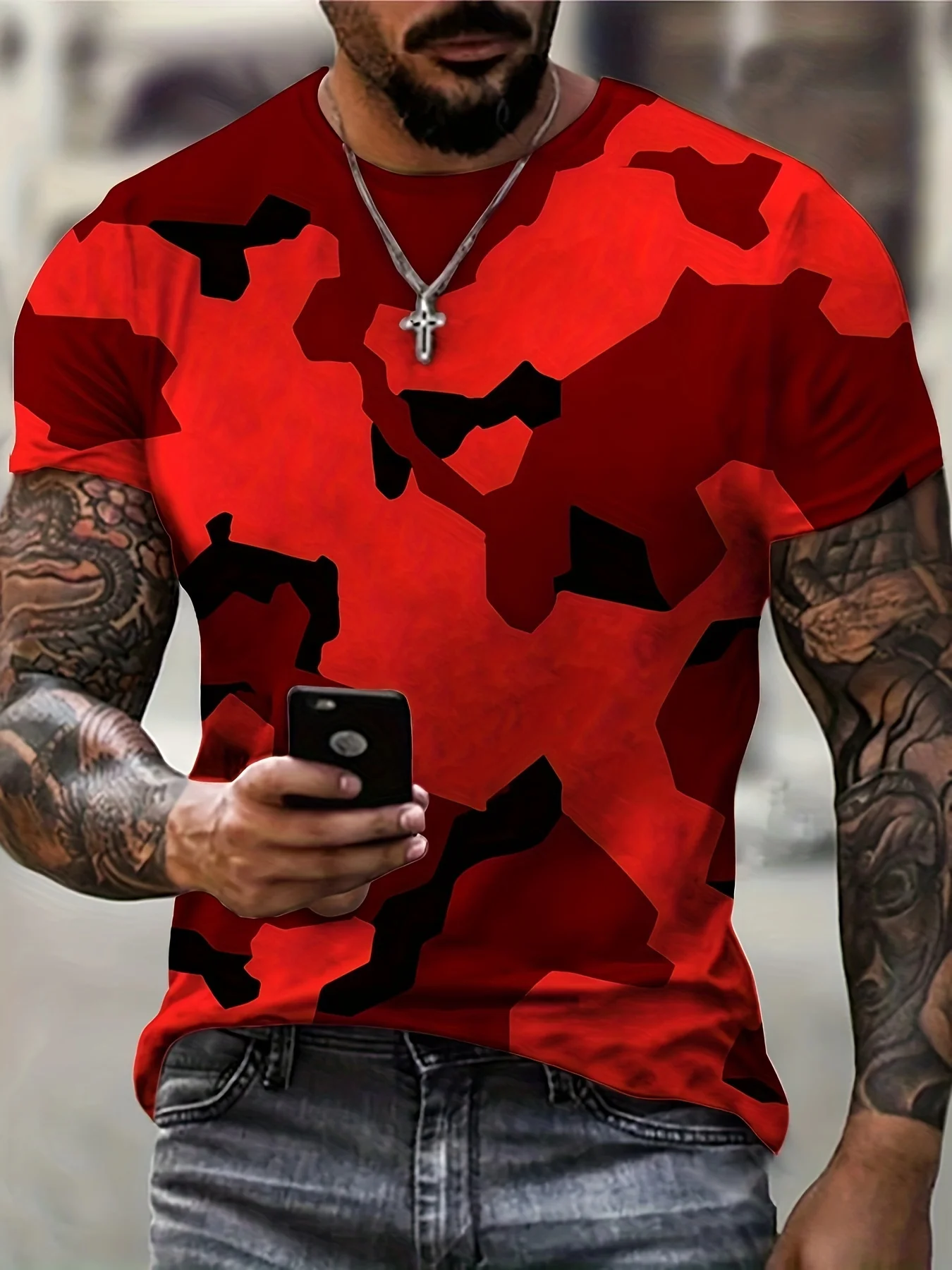 

Summer New 3D Printing Men's Camo T-shirt Comfortable T-shirt