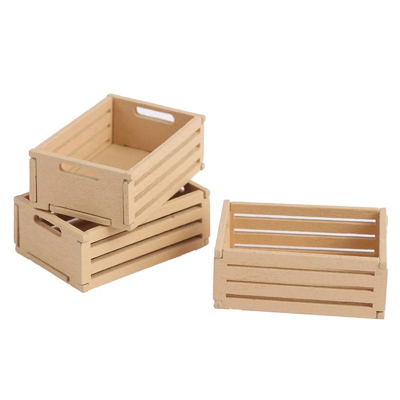 3/1Pcs 1:12 Dollhouse Miniature Furniture Kitchen Wood Vegetable Food Storage Box Basket Accessories Doll House Decorations Toys 5