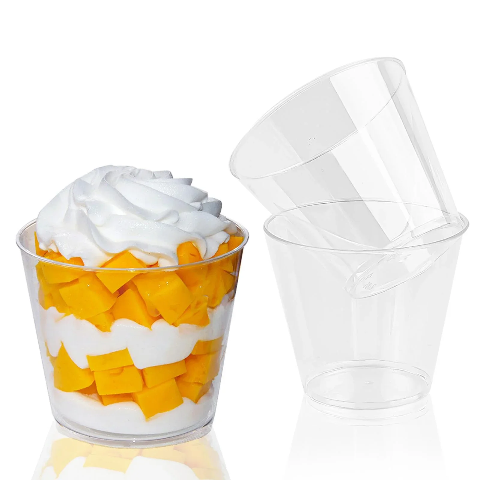 10pcs 200ML Pudding Cups Clear Plastic Ice-Cream Yogurt Mousse Dessert Cups Disposable Wedding Party Dessert for Picnic