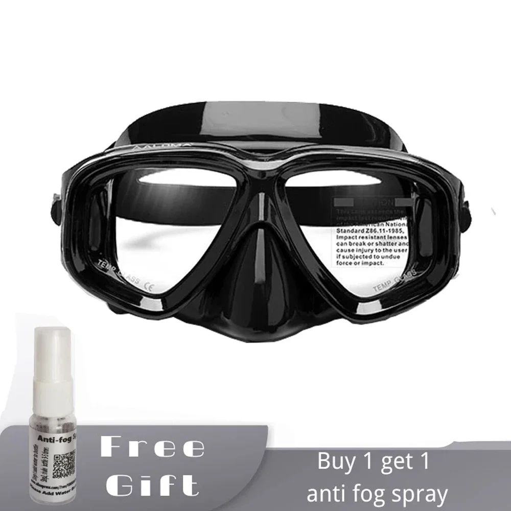 Suba Diving Mask Myopia 1.5-8.0 Tempered Lens Anti-fog Free Dive   Goggles  freedive