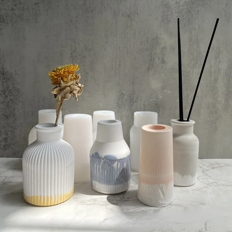 Silicone Mold Three-dimensional Vase Flower Pot Plaster Glue Mold Home Decoration