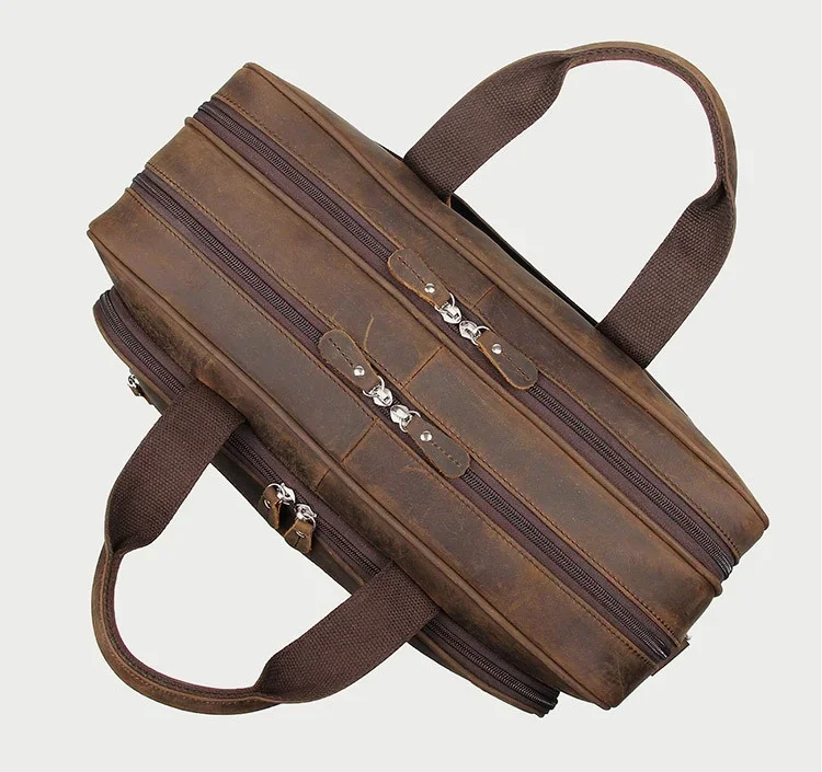 Crazy Horse Leather Business Laptop Bag for Men