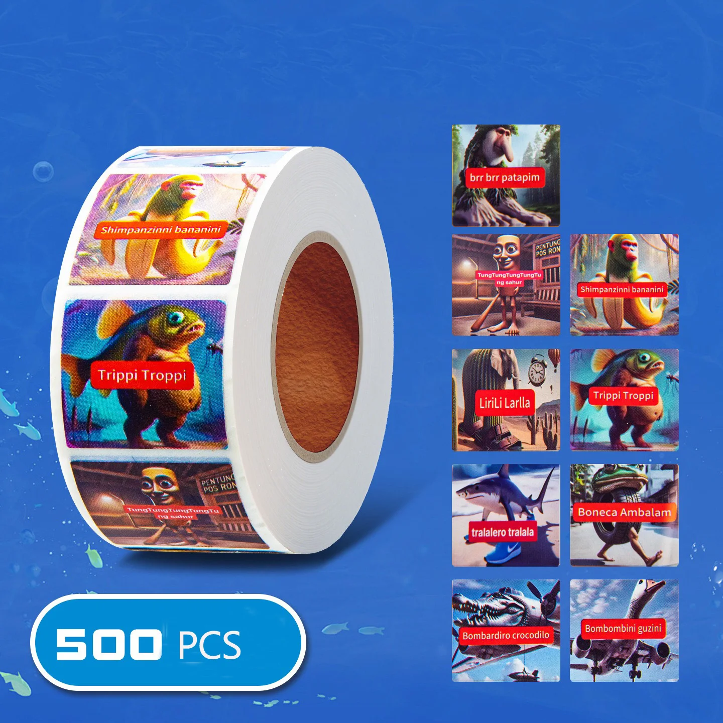 500 teile/rolle Tung Tung Sahur Italienische Brainrot AI Abstrac Dicht Aufkleber DIY PVC Laptop Aufkleber Dekoration Stiker Belohnung geschenk Spielzeug – Detail 6