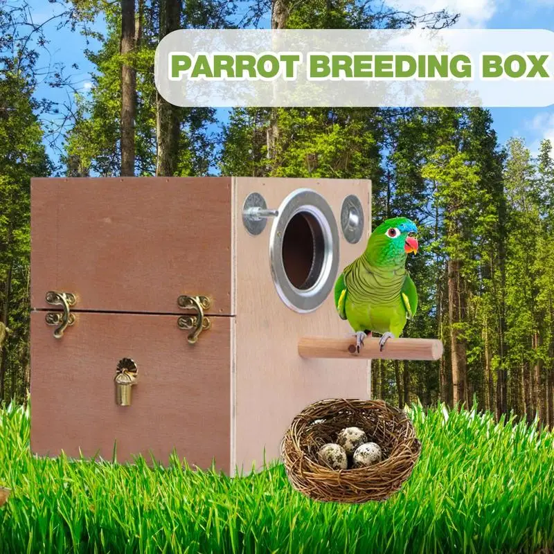 Parakeet Bird Breeding Nest Boxes Bird Nest Breeding Box Cage Wooden House Nesting Box For Parrots Pigeons Parakeet Cockatiel