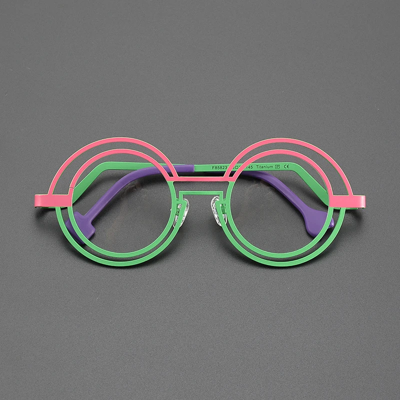 

Niche fashion two-color round glasses frame ultra-light titanium literary trend luxury brand optical prescription myopia glasses