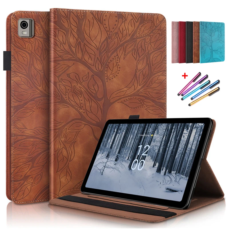 Relevo Árvore Couro Flip Cover Case para Tablet Nokia T21 10.4 10 2023 em