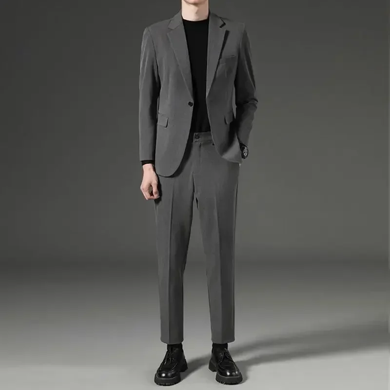 thumbnail image 1 of Traje completo para hombre, blazer formal, vestido informal de negocios, conjunto de 2 piezas, ceremonia clásica, caballero, corte entallado, ropa de lujo, 1 of 5