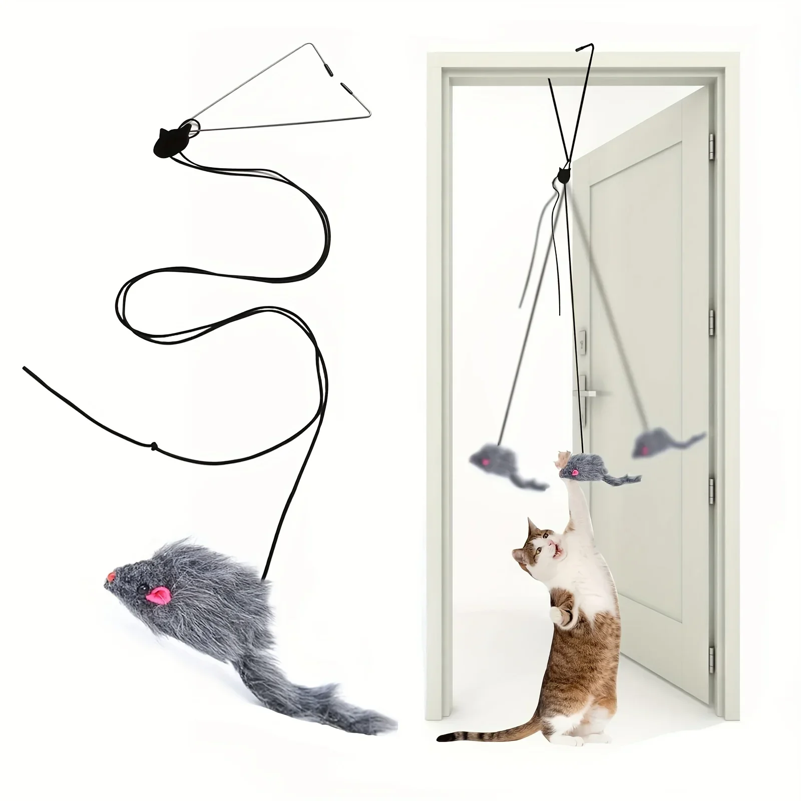 Door Hanging Cat Toy Stress Relieve Living OmDoor Hanging Toy for Living Room Kitten Retractable Rope Pet Self Hi