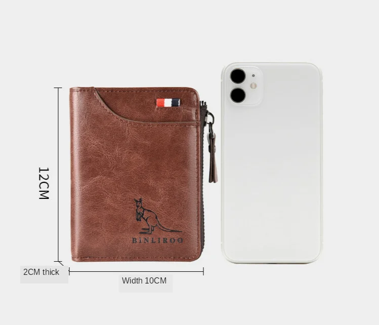 Men's Coin Purse Wallet Fashion RFID Blocking Man Leather Wallet Zipper Business Card Holder ID Money Bag Wallet Male