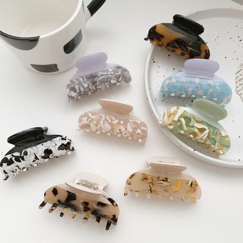 Vintage Acetate Hair Clips Women Claw Clip Elegant Stitching Color Leopard Print Hair Claw Girls Hairclip Hair Accessories New