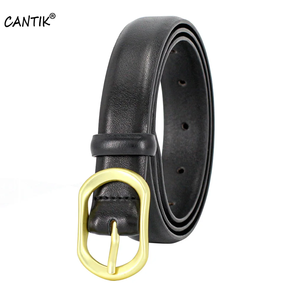 CANTIK Ladies High Quality Real Genuine Leather Belts Retro Style Jeans Clothing Slim Accessories for Women 2.2cm Width CAK001 cantik ladies good level quality cowskin leather belts alloy pin buckles metal retro styles accessories women 2 8cm width fca079