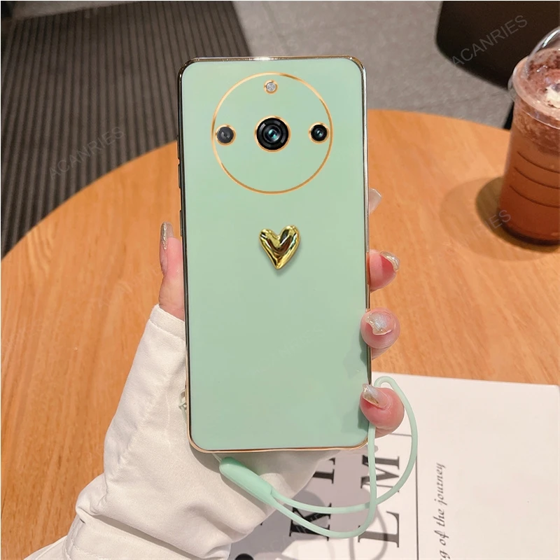 Luxurious 3D Gold Heart Plating Silicone Soft Case Cover