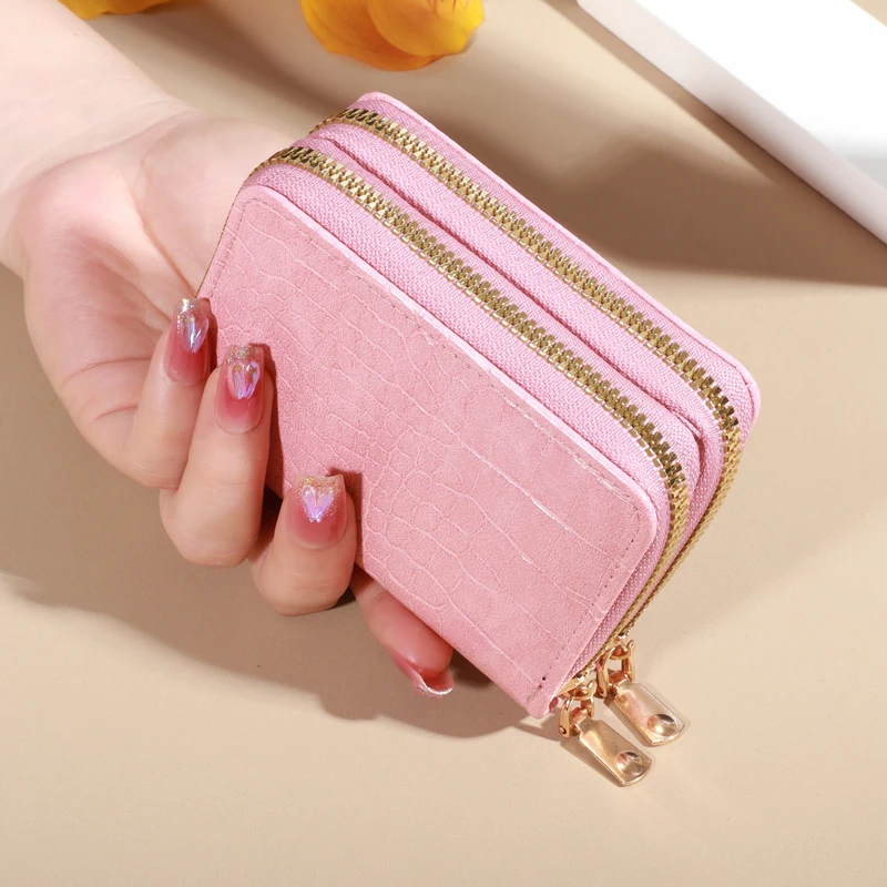 Elegante Damen Multi Card Wallet-sichere Double Zip Clutch | lässige PU-Leder Geldbörse mit Stil Aufbewahrung Krokodil Karten tasche – Detail 8