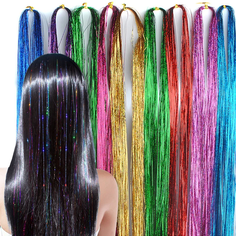 Sparkle Shiny Hair Tinsel Rainbow Strands Dazzles Women Hippie For Braiding  Headdress False Hair Extensions Decor Glitter Strips - Braiders - AliExpress