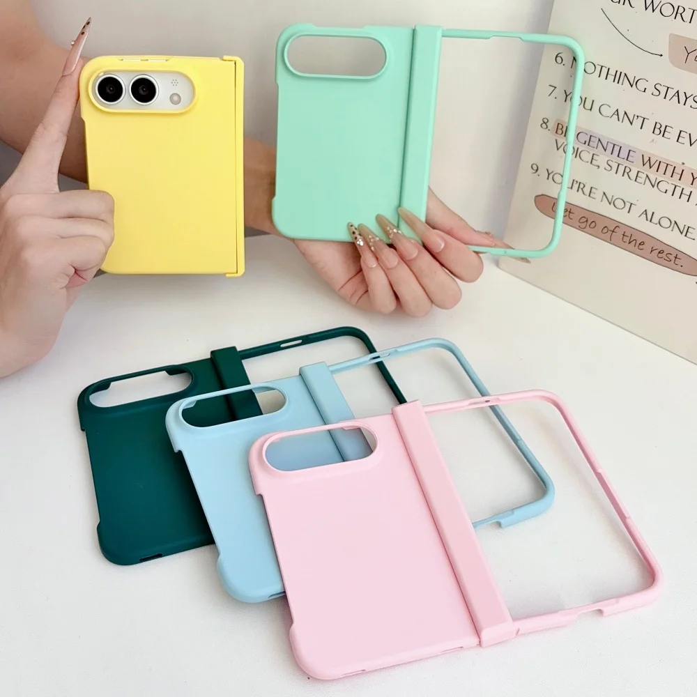 Matte Solid Color Shockproof Folding Phone Case with Hinge Protection