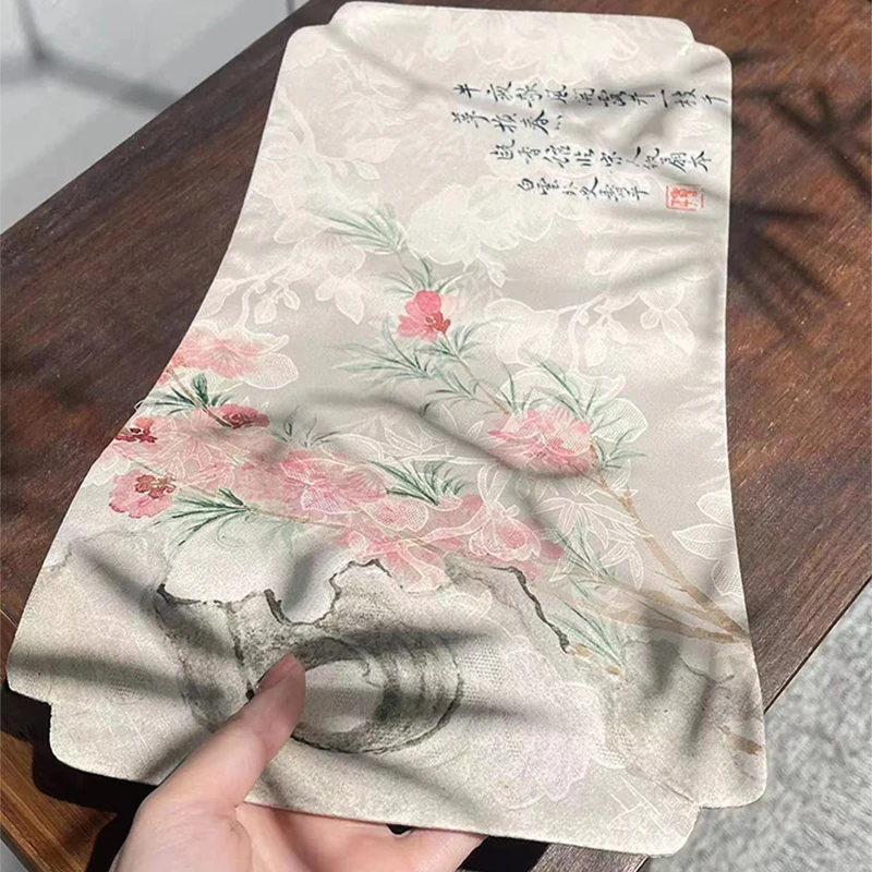 

Fragrant Cloud Yarn Dark Floral Pattern Flourishing Flowers Double-sided Long Tea Mat Chinese Zen Fabrics
