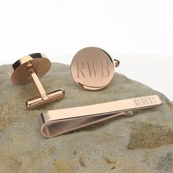 Custom Letters Cufflinks Tie Clips set Customized Letter Logo Men Wedding Cufflinks set Personalized Gifts