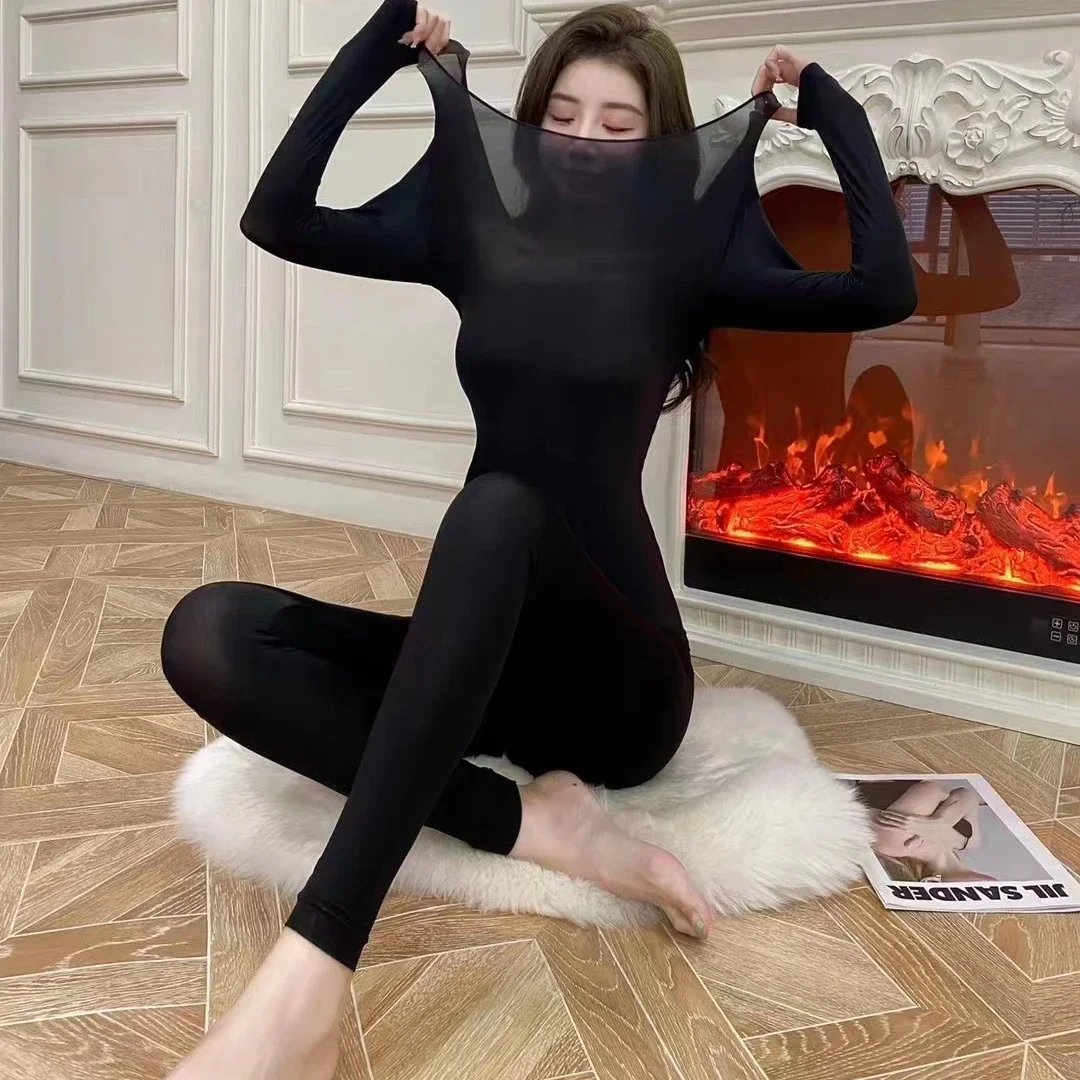 Winter Thermal Heated Underwear for Women Long Invisible Silky Soft Underpant Set Warm Suit Ladies Thermo Clothing Top Panty New