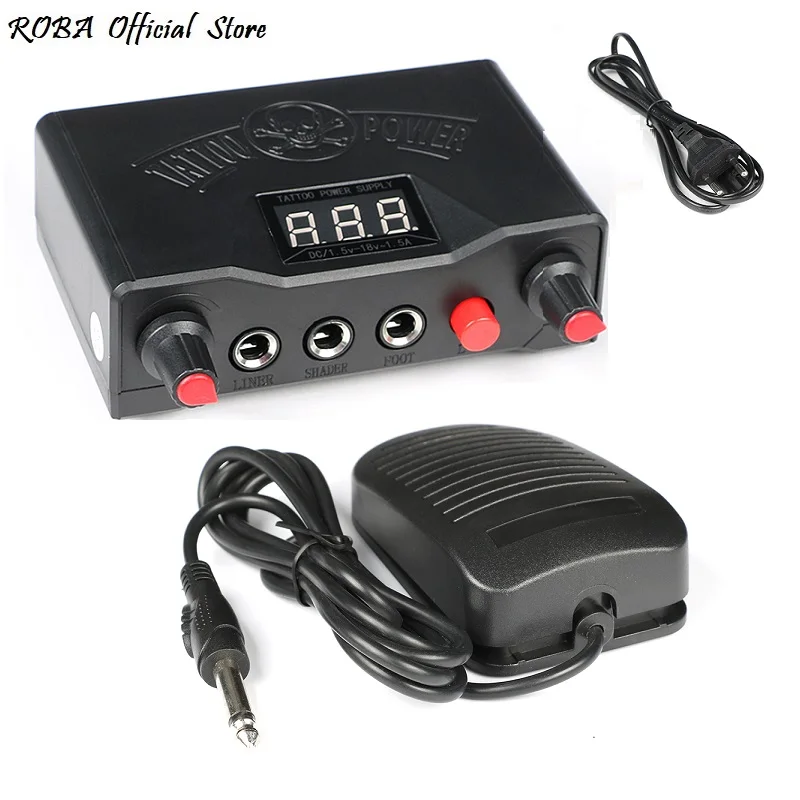 Tattoo Power Kit Digital LCD Dual Mode Power Foot Pedal Clip Cable For Rotary And Coil Tattoo Gun Machine Accessory Kit