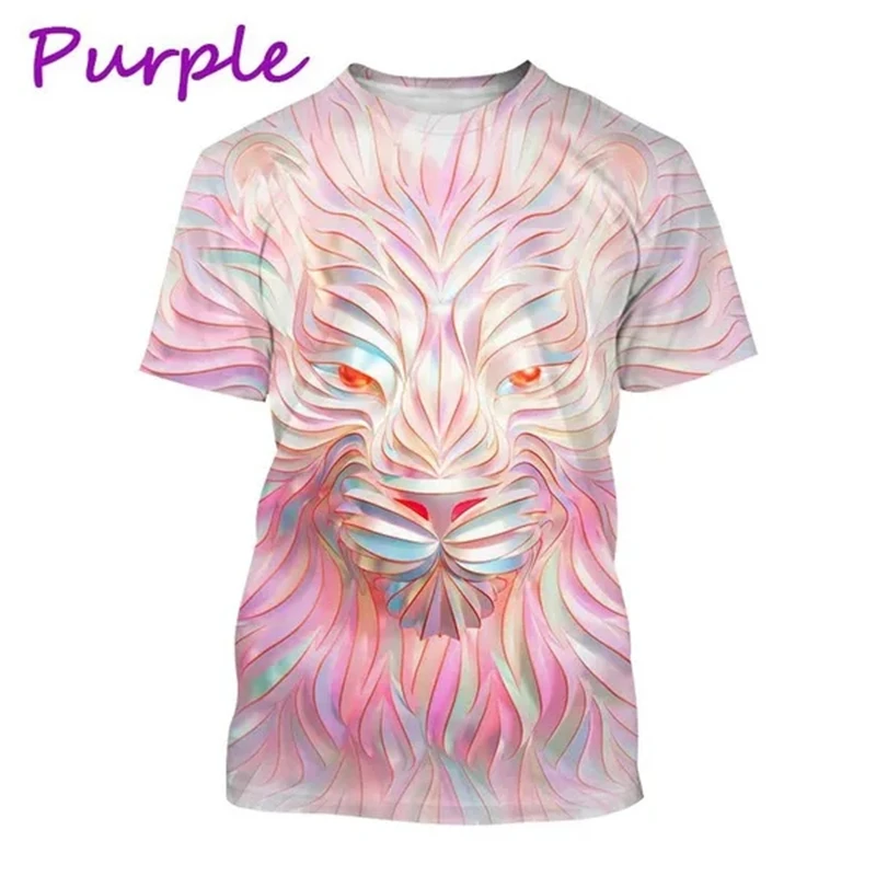 

New Lion Shirt 3D Printing T-Shirt Animal Casual Round Neck Short Sleeve Fashion Unisex Tops Graphic Tees Men Oversized T Shirt